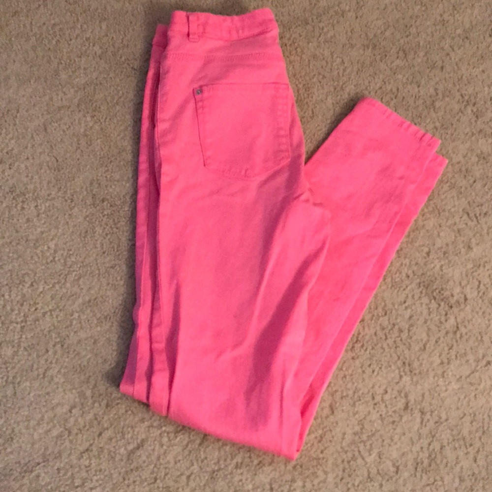 Hot pink skinny jeans